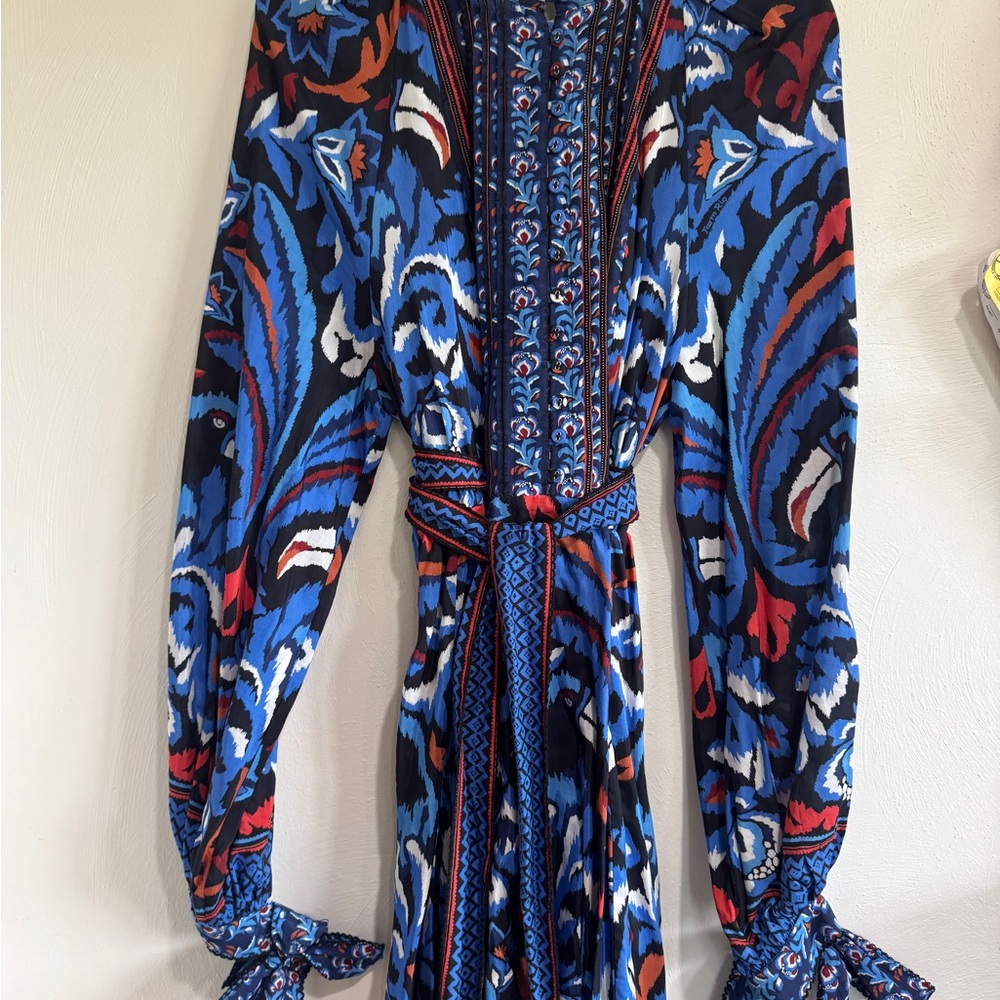 Farm Rio Blue Toucan Long Sleeve Mini Dress